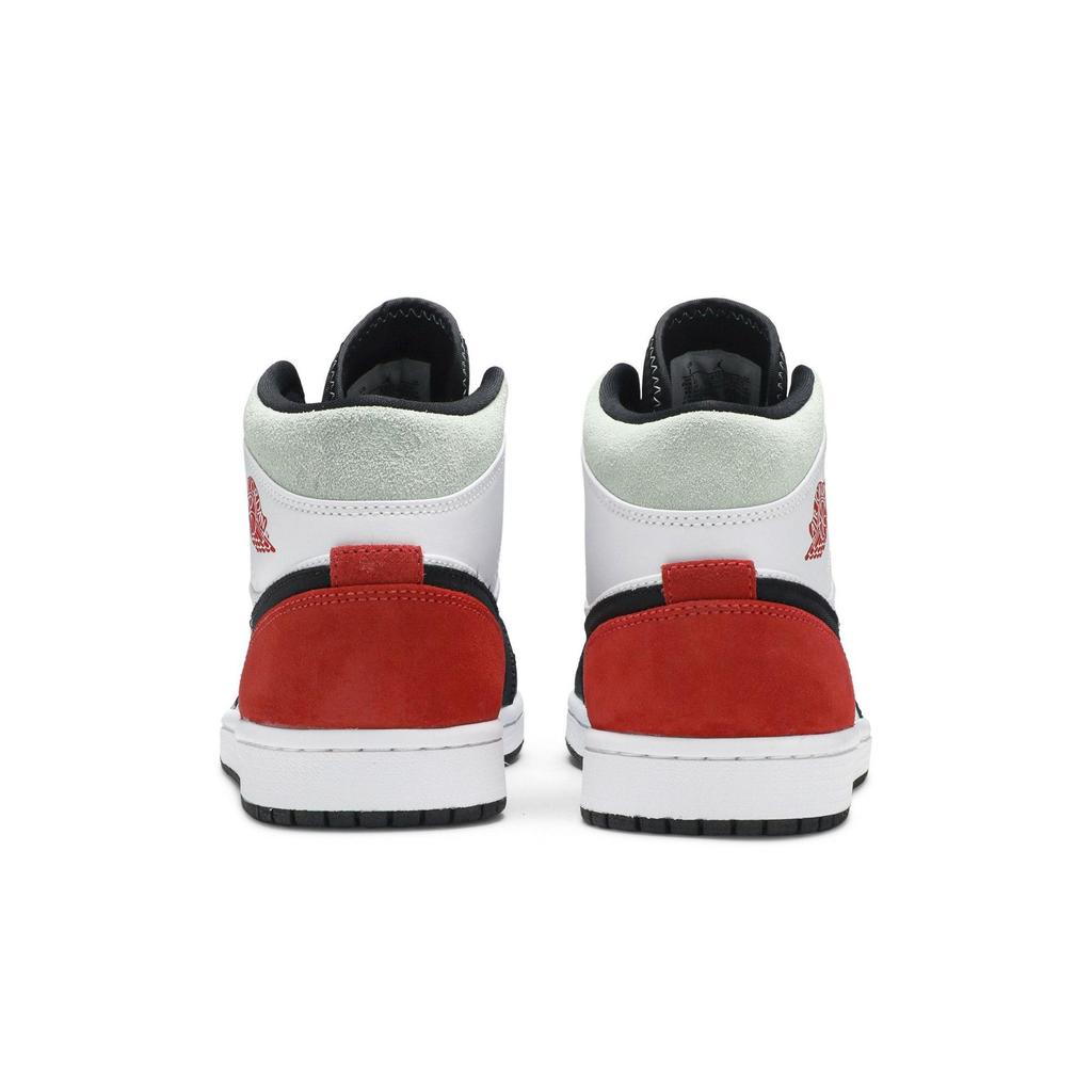 Air Jordan 1 Mid SE 'Red Black Toe' (Unisex) White / Black / Light Smoke Grey / Gym Red Vintage Basketball Shoes 852542 100