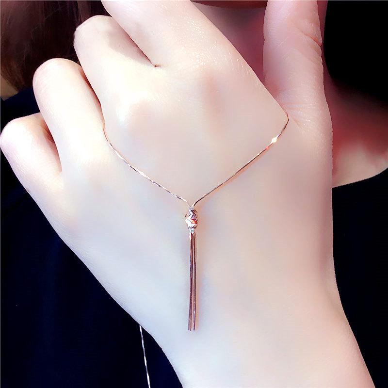 Purple Gold Color Gold Temperament Snake Bone Fringed Necklace Flash Female Plated Rose Gold Collarbone Chain