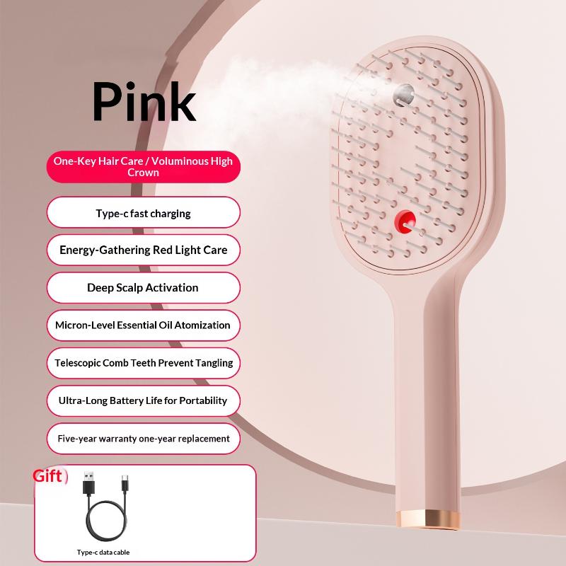 Electric Steam Brush With Water Spray Wet Electrics Hairbrush Usb-C Charging For Detangling Smoothing Styling & Frizz Control