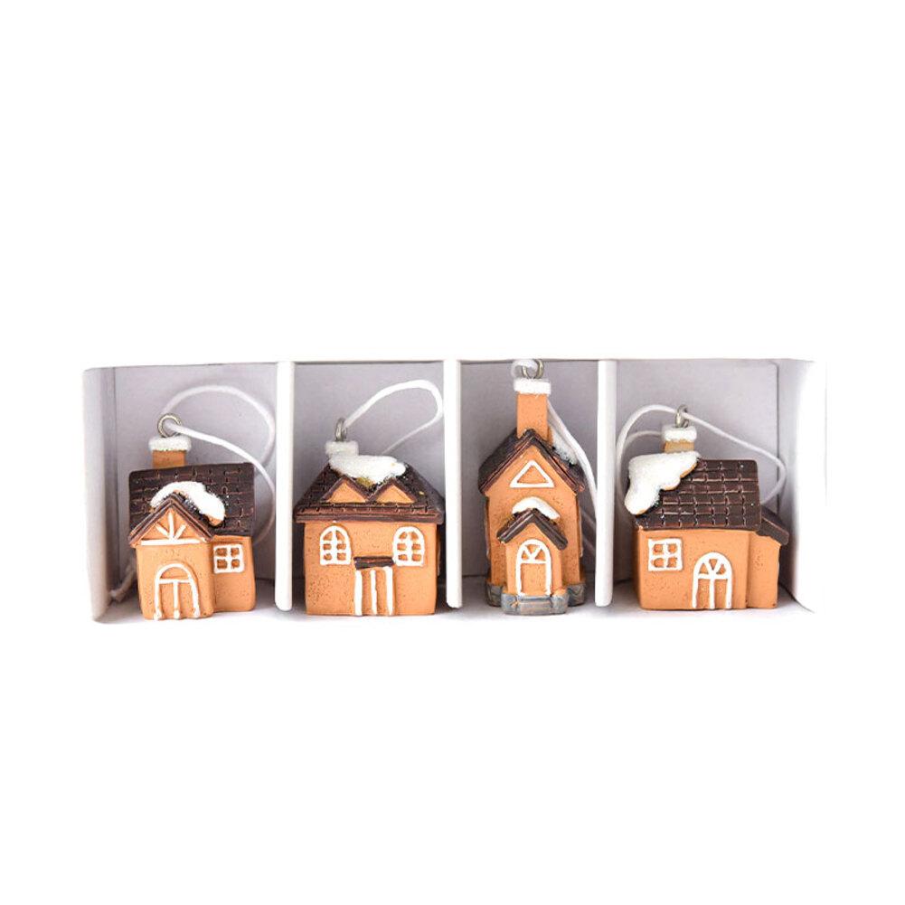 Christmas Pendant Mini Resin Elk Dog Cat Snow House Christmas Tree Decorations Elderly Snowhouse Ornaments Christmas Pendant