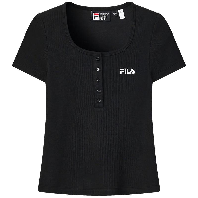 

FILA Women s Slim-Fit Knitted Short Sleeve T-Shirt XL
