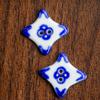 Hand-Painted Four-Pointed Star Ceramic Button - Handmade Clothing Accessory with Chinese Knot Design
