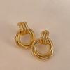EManco Vintage Texture 18K Gold Plated Stainless Steel Hoop Earrings Women Geometric Circle Twist Fashion Jewelry