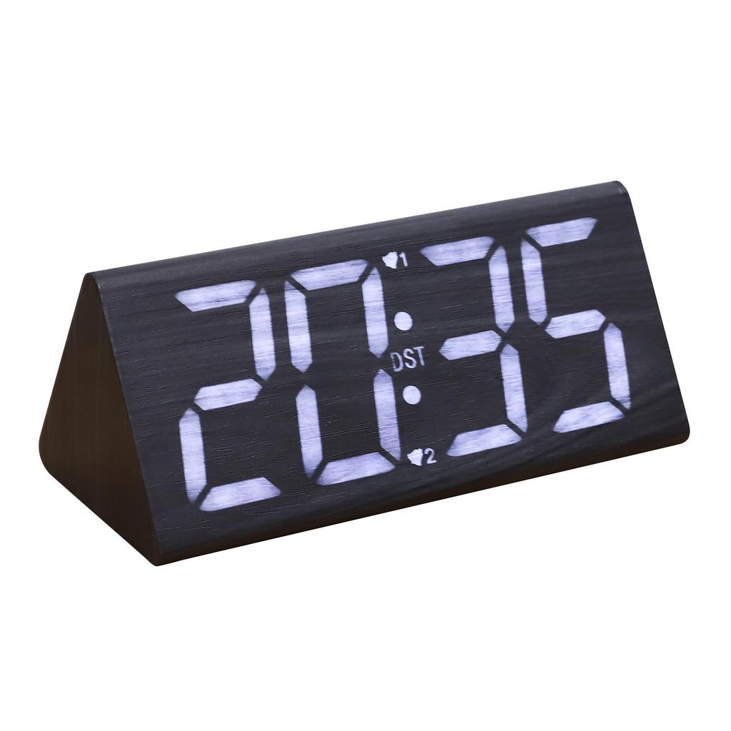 Multifunctional LED Wooden Silent Alarm Clock with Perpetual Calendar and Temperature Display