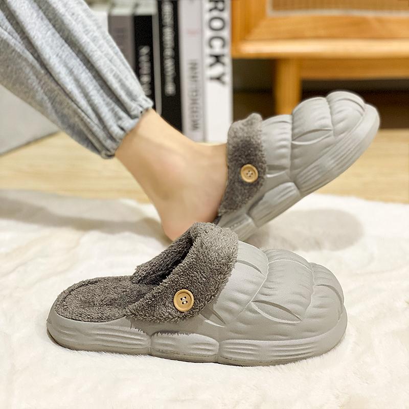 Vinter Par Lättvikt Plus Size Tjock Sula med Plyschisolering Bomull Tofflor Bekväma Mode Bomull Tofflor 36-45