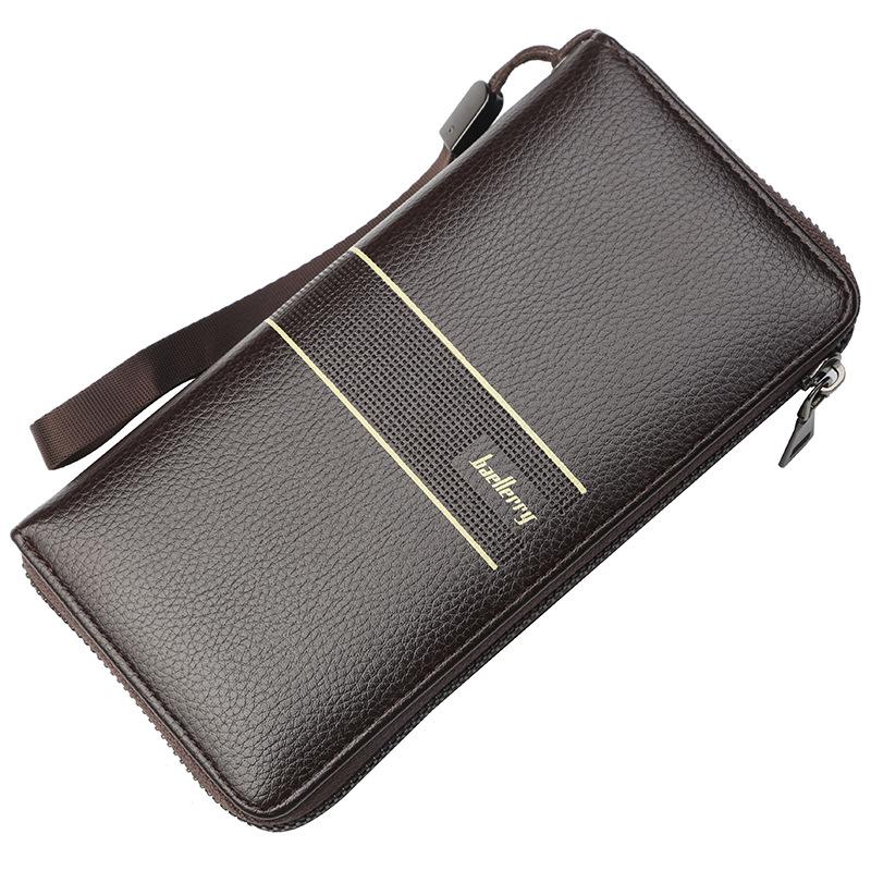 Новый мужской кошелек Бизнес Многофункциональный на молнии Длинный клатч Кошелек большой емкости