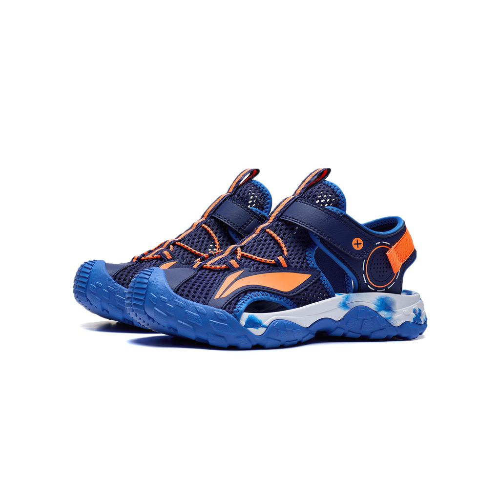 Li Ning Kids Sports Lifestyle Series Synthetic Leather Fashion Versatile Breathable Low-Top Sandals Kids sandals Blue YKUT032-15