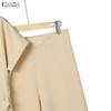 ZANZEA Women Short Sleeve Blouse and Long Pants Casual Two Piece Suit Sets