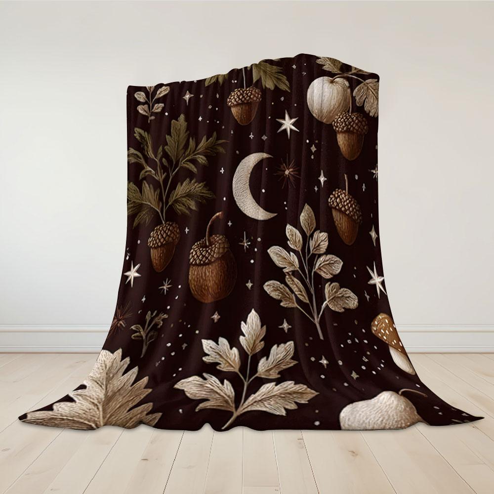 Autumn Harvest Ditsy Printed Blanket Suitable for Sofas Beds Offices Travel Camping Chairs Warm Plush Blanket