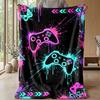 Neon Gamepad Graffiti Theme Blanket Lightweight Warm Flannel Blanket Decorative Throw Blanket for Home Decoration