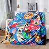 Paris Cubist Abstract Eiffel Tower Guitar Woman Figure Print Soft Flannel Throw Blanket Warm Sofa Couch Bed Home Decor Cover For Travel Art Lovers