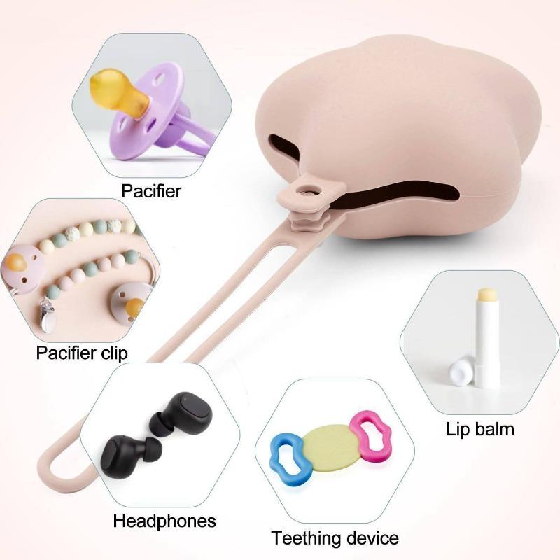 1PC European and American Simple Style Solid Color Integrated Baby Pacifier Storage Silicone Bag Pacifier Box