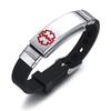 Medical Alert ID Bracelet for Men Women Personalized Diabete ICE Silicone Wristband Type 2 Custom Engraved