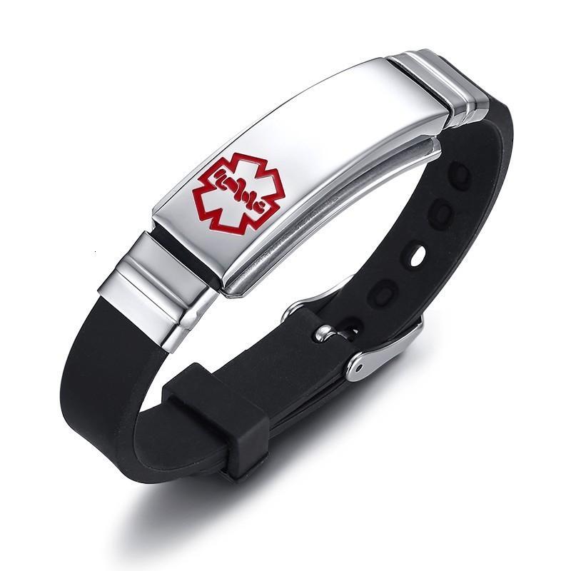 Medical Alert ID Bracelet for Men Women Personalized Diabete ICE Silicone Wristband Type 2 Custom Engraved
