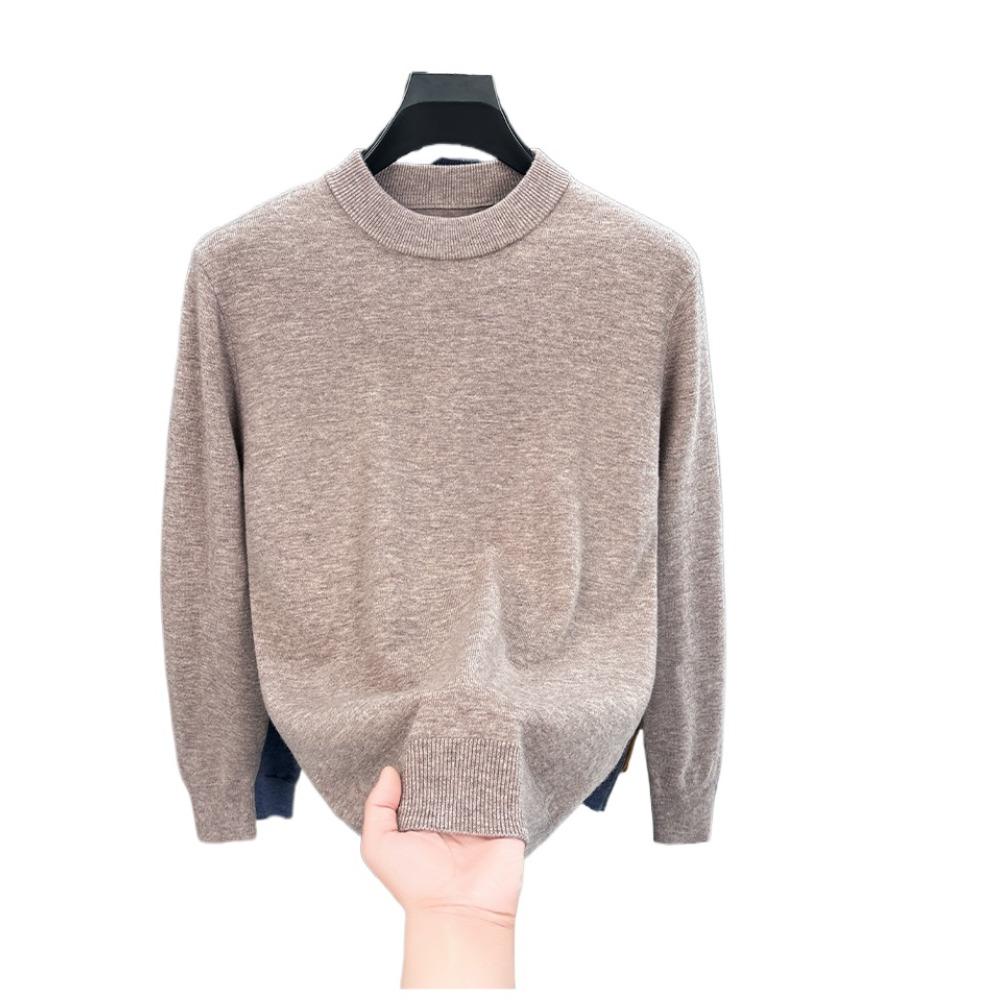 Men 100% Pure Wool Half Turtleneck Sweater, Warm Solid Knit Jumper for Autumn Winter Daily Wear
