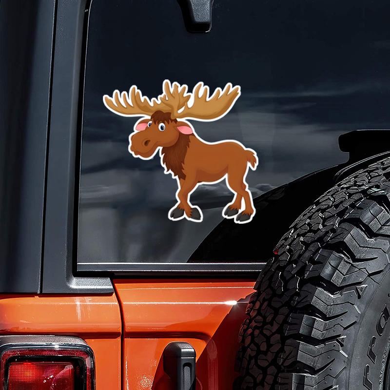 DS51#14x13cm Funny Moose Cartoon Car Sticker Vinyl Car Decal Covering Up Bodywork Scratches