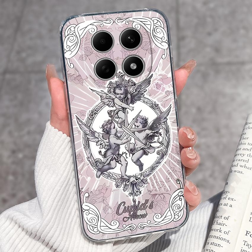 For Redmi Note 15 14 13 Pro Plus 5 5A 4 4X Phone Case Chinese Style Red-Crowned Crane Patterns Transparent TPU Shockproof Casing For Redmi Soft Covers