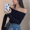Women's One-Shoulder Slim Fit Long Sleeve T-Shirt - Sexy Cold-Weather Base Layer Top