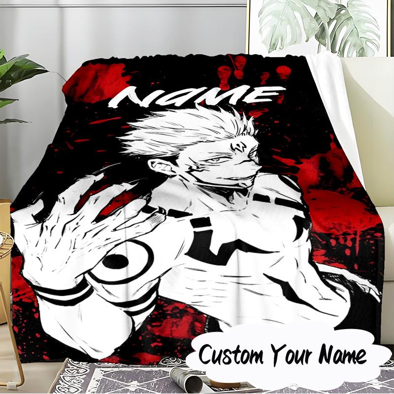 Custom Name Powerful Anime Jujutsu Blanket Ideal Bedding Blanket Perfect for Travel, Camping, Living Rooms, Offices, Sofas, Fan Christmas gift