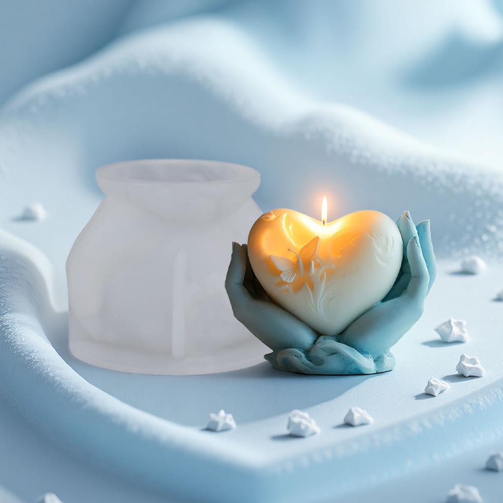 Heart-shaped Aromatherapy Candle Silicone Mold Handmade DIY Holding Heart Candle Aroma Stone Mold