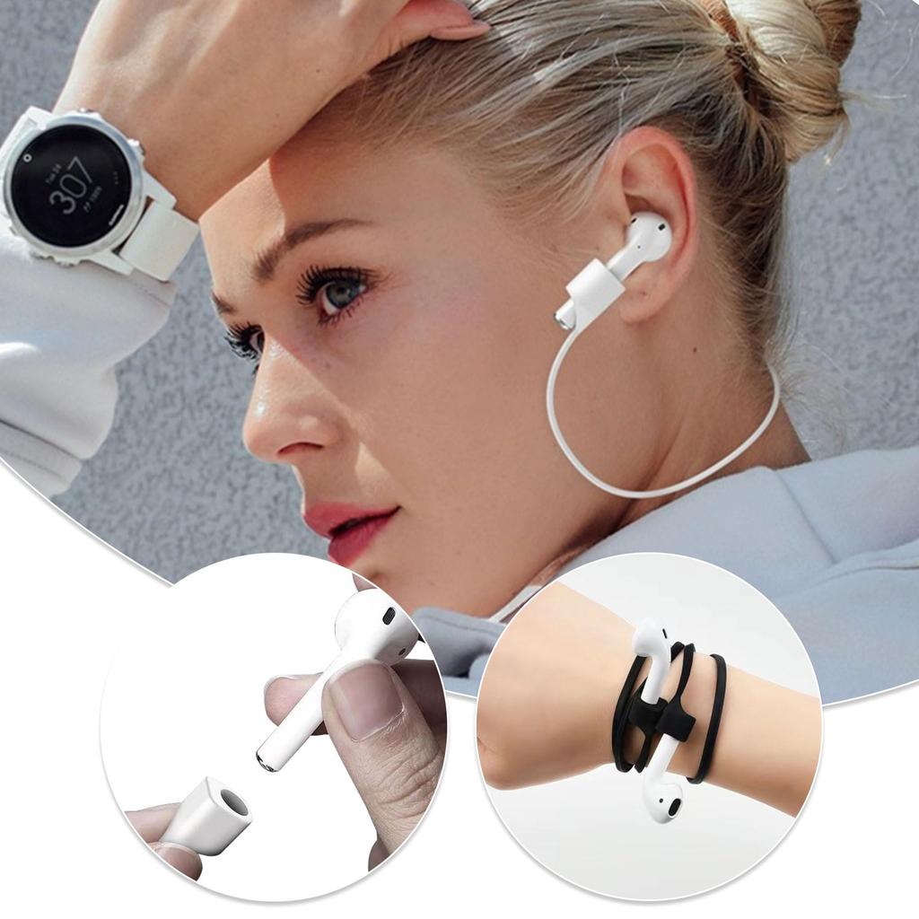 3 Pcs Magnetic Anti-Lost Straps Sport Compatible Earbud Lanyard Strap Soft Silicone Straps Lanyard Neck Strap for Sports Running(Black, White, Pink)