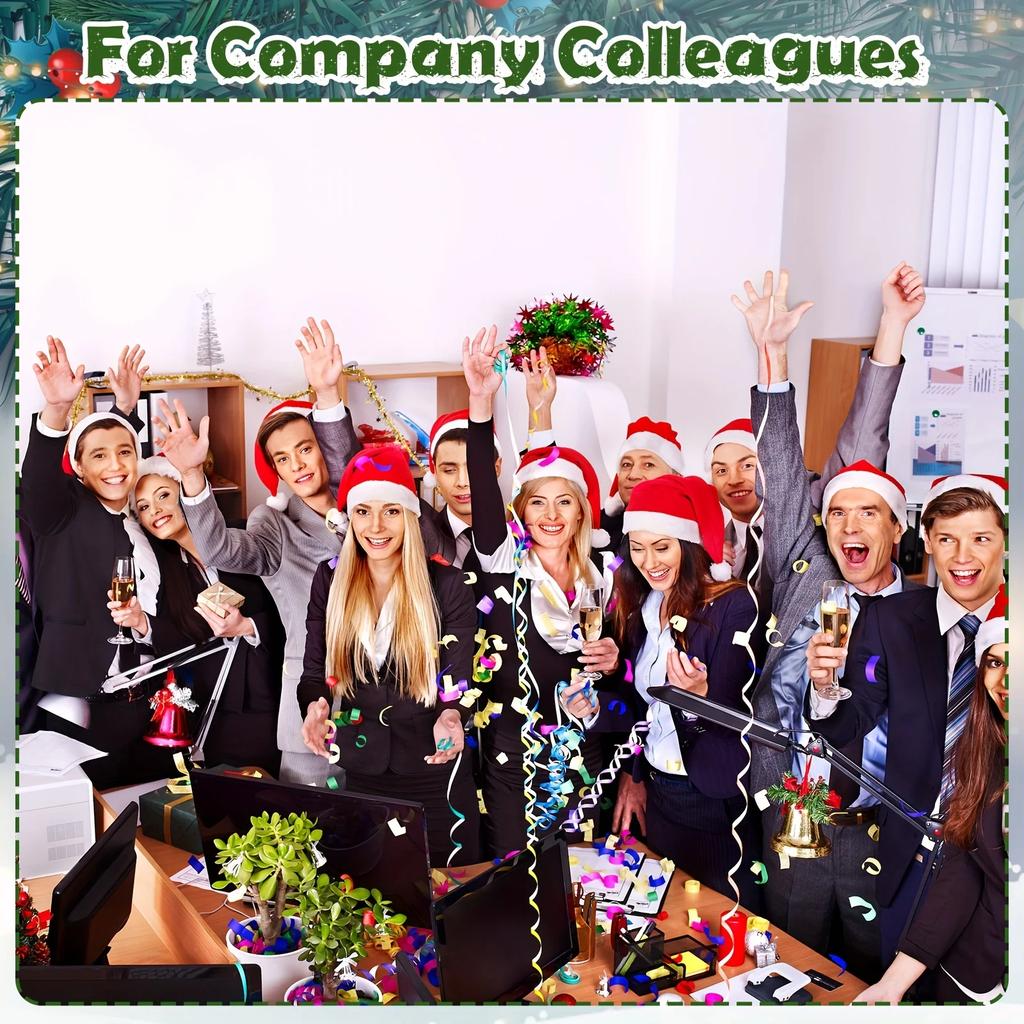61pcs Christmas Santa Hats Soft Polyester Non-Stretch Fabric Christmas Decorations Gifts for Adults Children Christmas Clothes