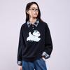 Women's Cartoon Puppy Spliced Plaid Sweatshirt