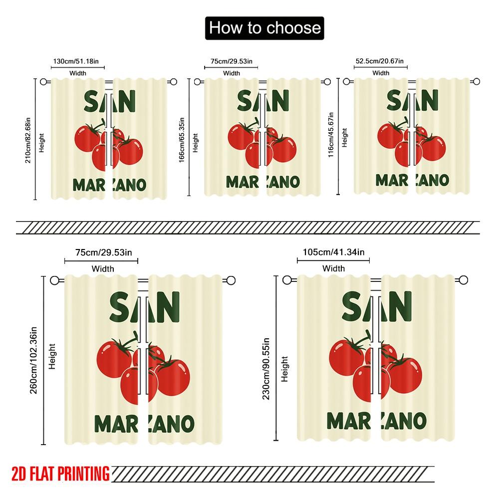 2pcs 2D Flat Printing Party Curtain San Marzano Tomatoes 100% Polyester Fabric Without Electricity Birthday Party for Oversized