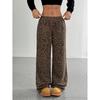 New Spring and Autumn Leopard Print Straight-line Casual Pants for Women with High Waist Loose Wide-leg Trousers