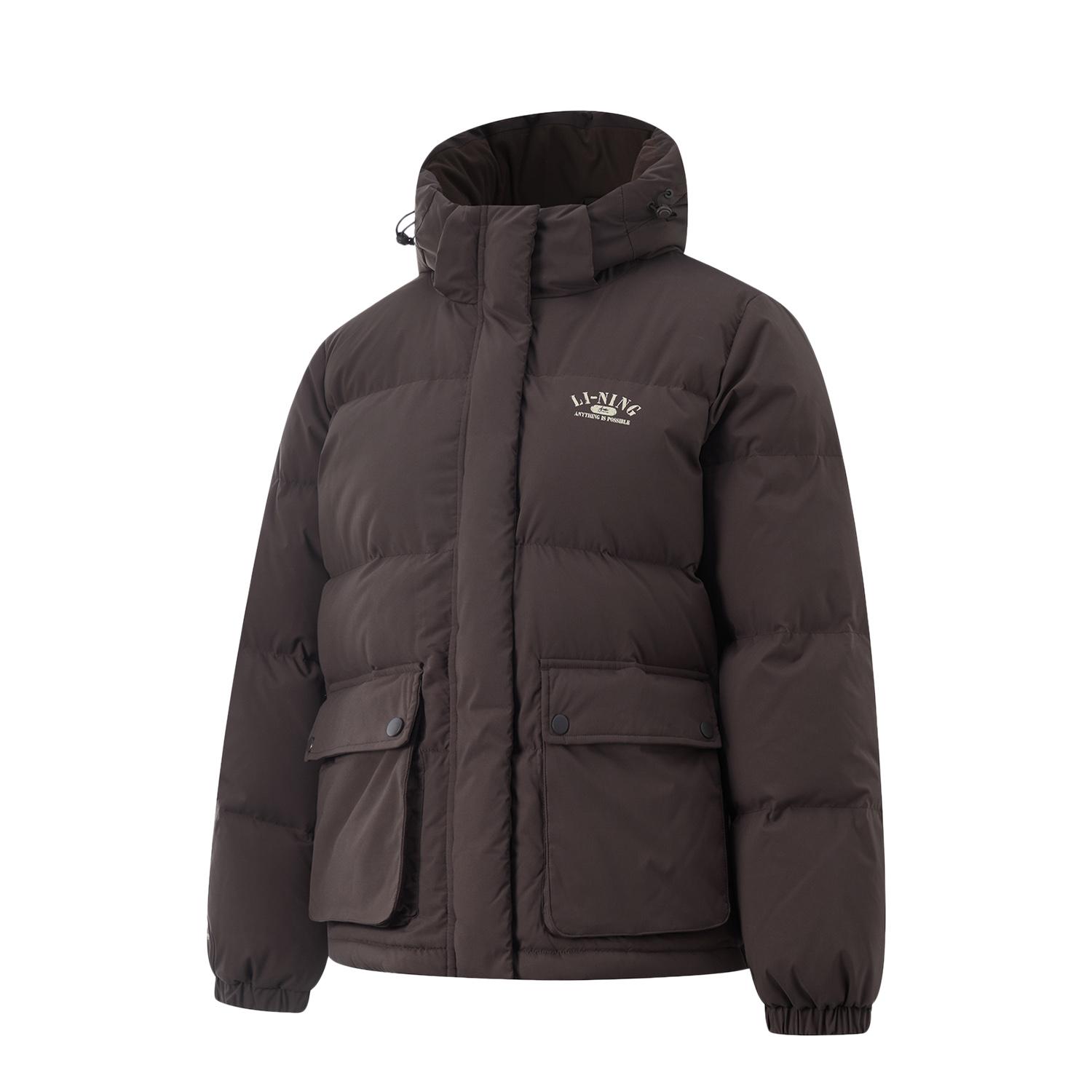Li Ning Hot Pots Down Collection Down Jacket Women s Charcoal Coffee Umber AYMU240-7 M