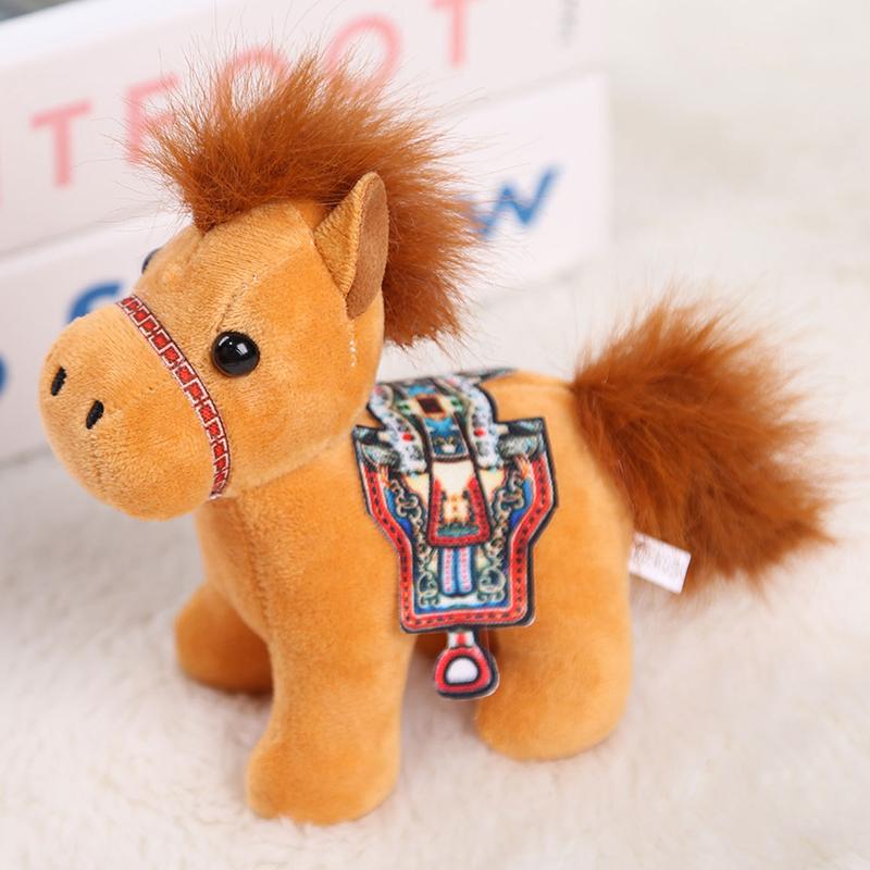 10cm Roztomilý Mini Přívěsek Kůň Klíčenka Plyšová Hračka Kawaii Zvíře Simulace Vycpaná Panenka Dekorace na Tašku Děti Znamení Zvěrokruhu Kůň Dárky