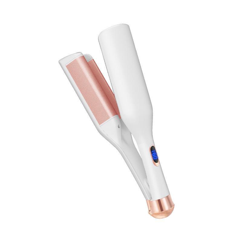 

32 мм Французские щипцы для завивки яиц : Цифровой дисплей, водная рябь, плойка для завивки с глубокими V-образными волнами null белый