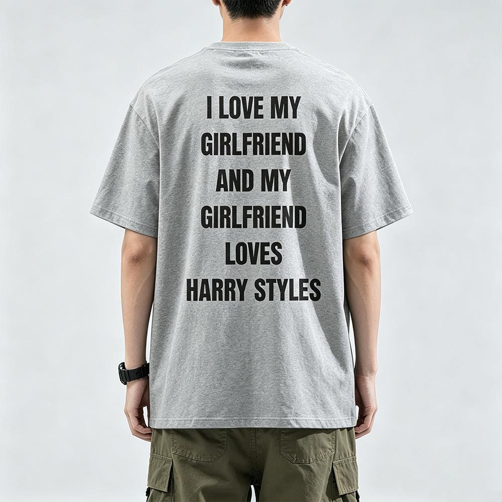 Meine Freundinnen sind in Harry Styles verliebt Unisex Boxy T-Shirt Mode Design Grafikdruck T-Shirt Hohe Qualität Baumwolle Bequemes Oberteil