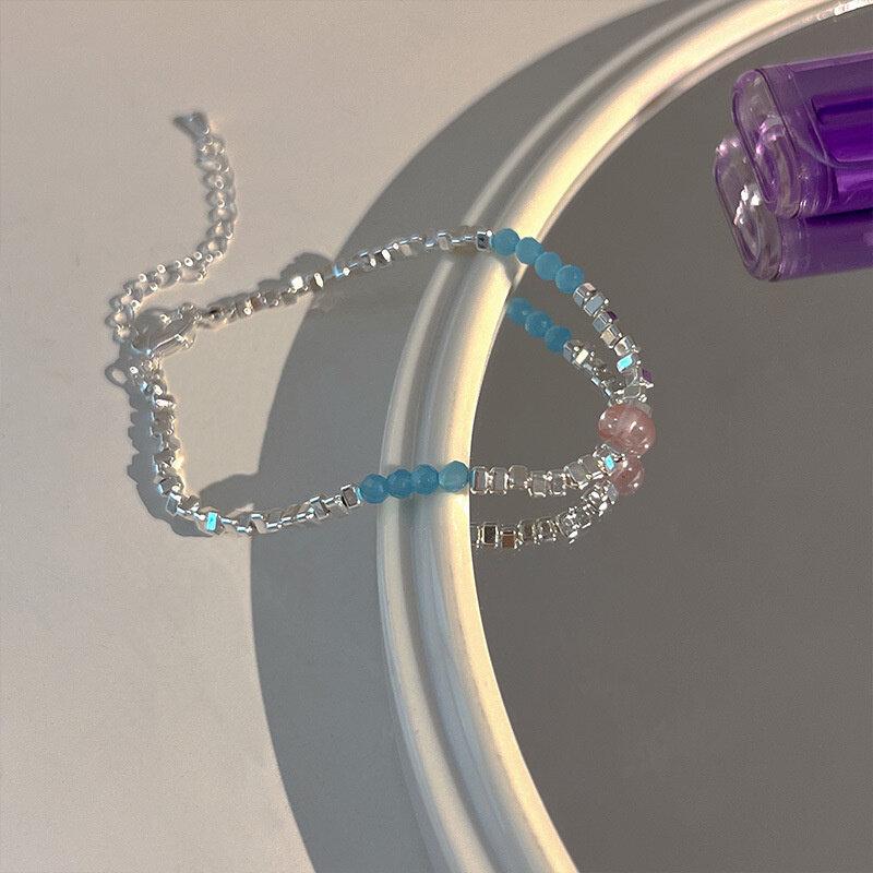 Broken Silver Faux Pearl Bracelet Fashion Charm Women INS Round Bead Bracelets Personality Girls Small Design Irregularly Cut Party Jewelry Gifts