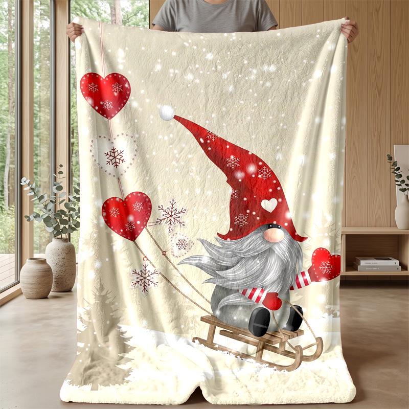 Winter Gnome Celebration Theme blanket Lightweight Warm Flannel Blanket Decorative Throw Blanket for Home Decoration