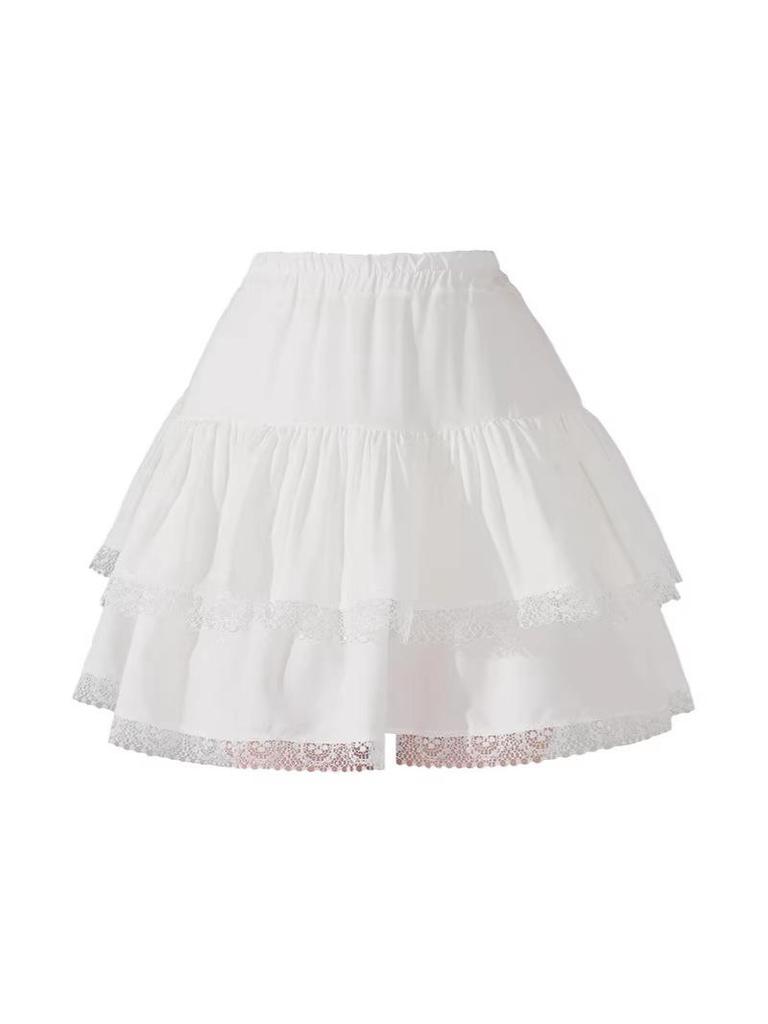 New Petite French Ballet A-line Fluffy Lace Pleated Skirt