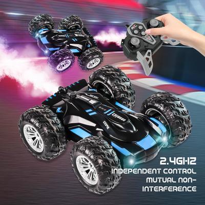 2024 Neues doppelseitiges Drift-Stunt-Auto mit Allradantrieb, rollende Rotation, Licht- und Soundeffekt, RC-Sprühauto, 2,4 G-Geländewagen, Kinderspielzeuggeschenk