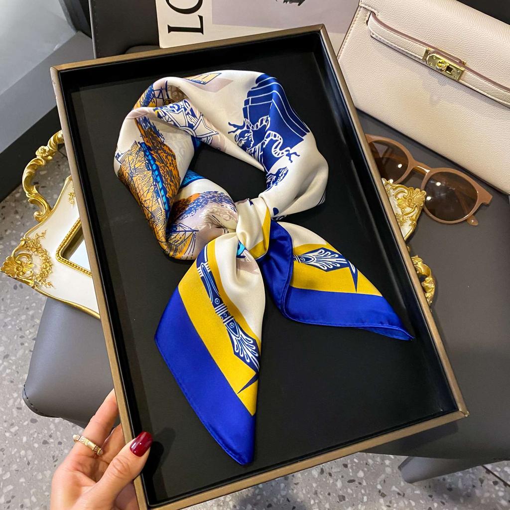 Small Silk Scarf Women'S Versatile High-End Decorative Square Scarf Professional Small Scarf Simulation Silk Korean Version Streamer Bag