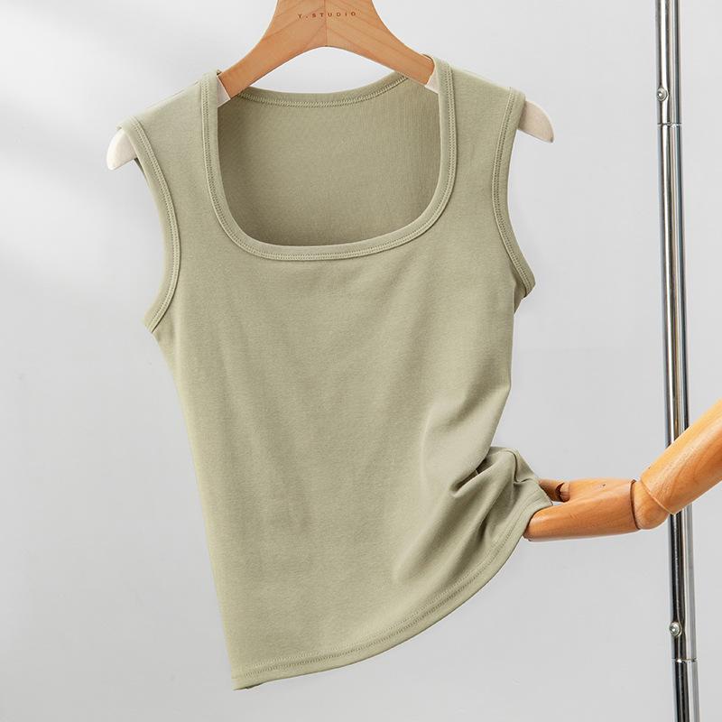 Wide Shoulder Strap White Suspender Vest for Women In Summer Pure Cotton Inner Wear for Secondary Breasts, Large-size Four-season Beautiful Back Top