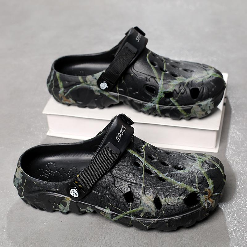 

Sandals men s new summer outer slippers dual-purpose sandals household non-slip beach garden hole shoes 40 чёрный