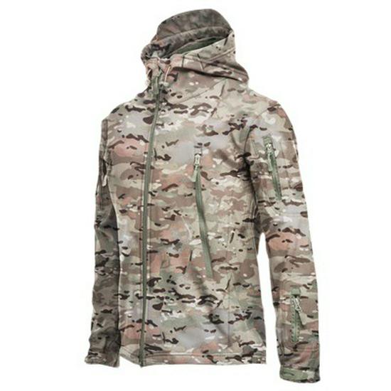 Men's Tactical Waterproof Camouflage Softshell Jacket - Warm Fleece Windbreaker for Outdoor Workwear