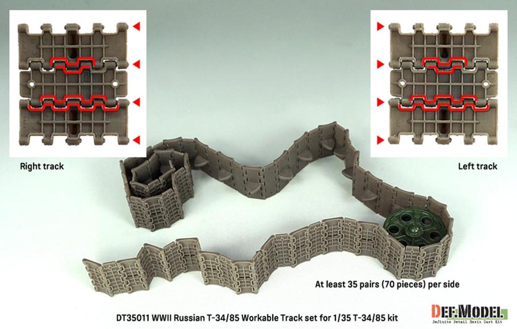 Defmodel 1/35 WWII Russian/Soviet T-34/85 Tank Linkable Tracks (Universal) Plastic Model Kit Parts DT35011 (Tank)