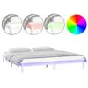 Vidaxl Rama Łóżka Z Led, Biała, 135X190 Cm, Podwójna, Lite Drewno