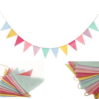 6-Farben Dreieck Wimpelkette: Leinenimitat für Abschlussfeiern und Hochzeiten
