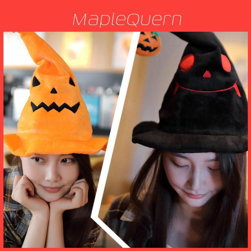 Halloween Electric Pumpkin Elf Hat Ghost Festival Party Costume Plush Toy Yellow 30*30*40cm Black 30*30*40cm