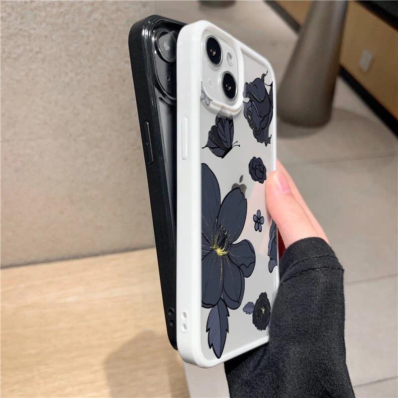 vintage Hand Painted Flower Phone Case for Iphone 15 X XS XR Shockproof Case for IPhone 16 8 Plus SE2 13 12 11 14 Pro MAX Cover