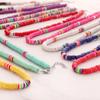 Casual style color soft pottery choker necklace women, fashion 6mm disc neck chain necklace
