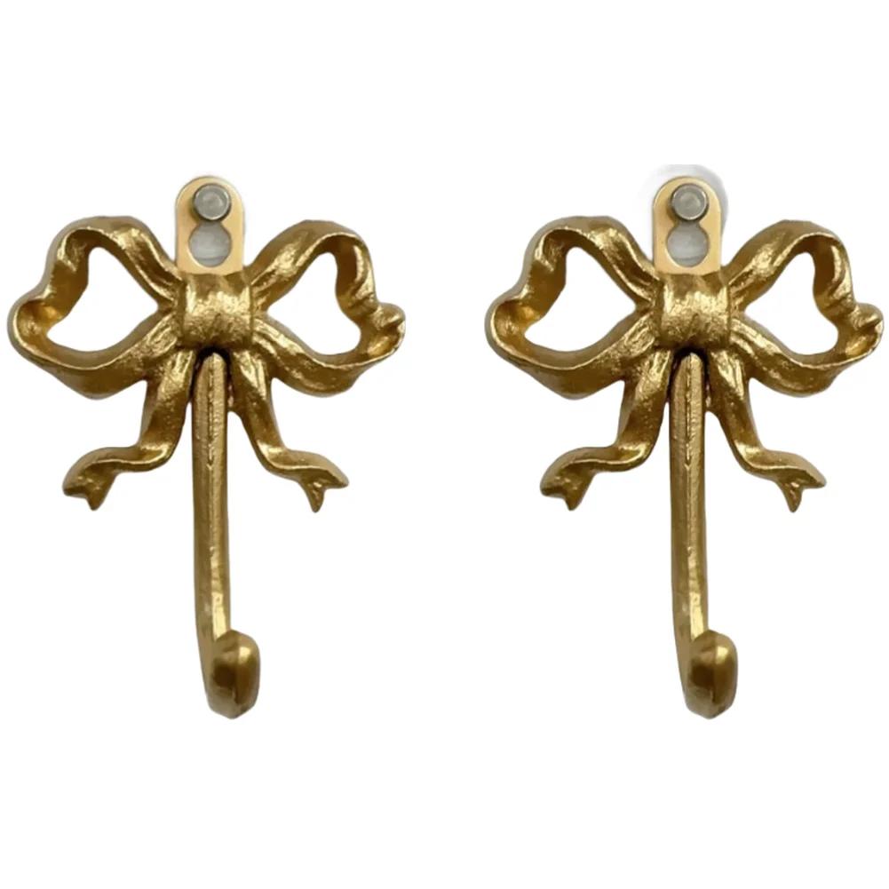 For Accessories Double Hook Style Cast Iron Coat Hanger Wall Decoration Approx. 11.5*10cm 4.53*3.94in Elegant Bow Design