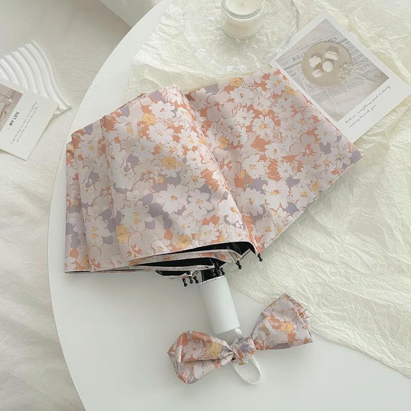 HANDUNYOU French Style Oil Painting Floral Dual-Use Folding Umbrella