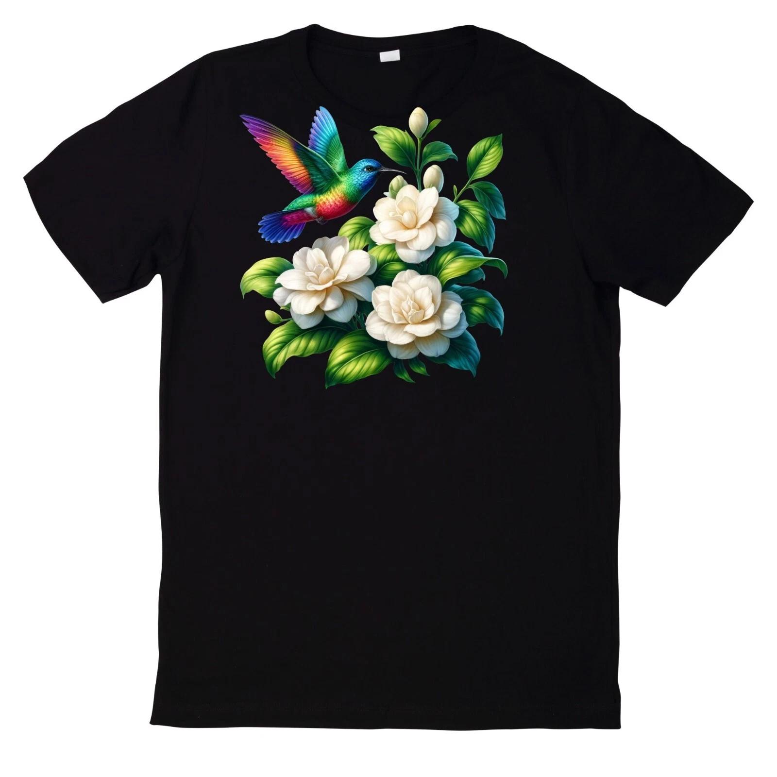 T-Shirt Buntes Kolibri mit Blumen Motiv XS